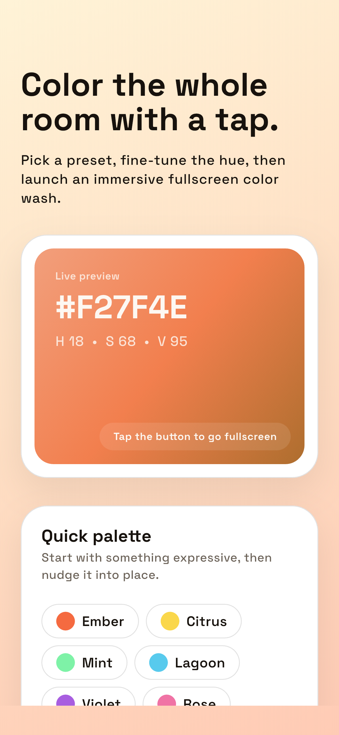 Colorjam editor showing the preset palette